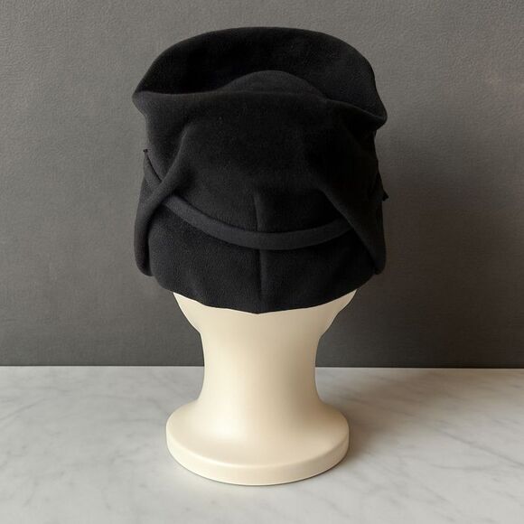 Borsalino Italy Black Wool Cloche Hat Women’s Vintage Sculpted Design Otti Moll - Picture 5 of 9